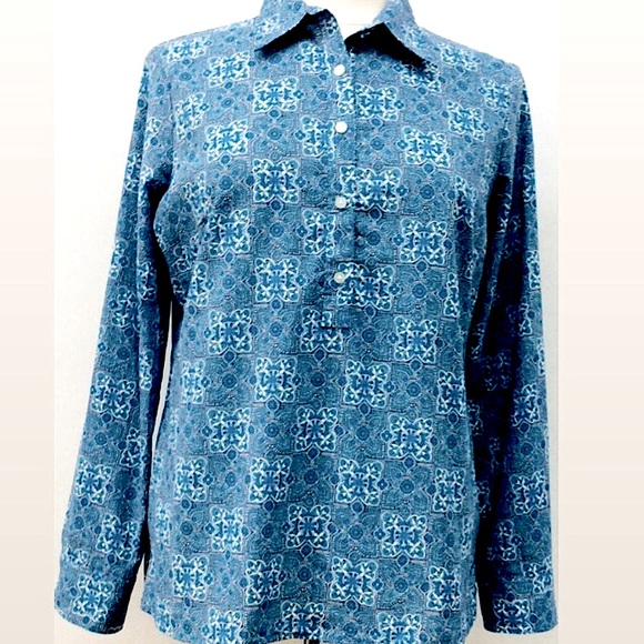 TALBOTS* Tops - TALBOTS* (S/P) AZTEC Print Half-Button SHIRT, NNTS